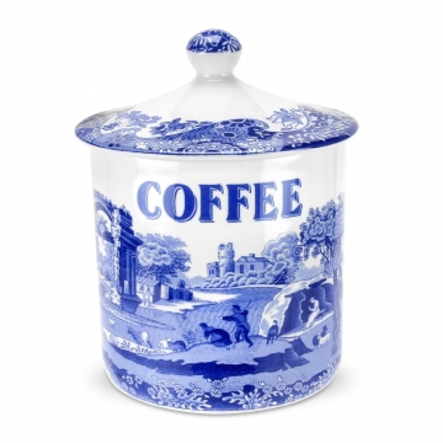 Blue Italian Covered Canister Coffee image 0